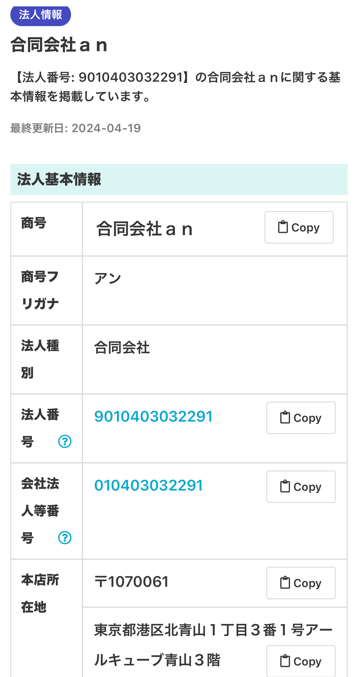 合同会社anの法人情報