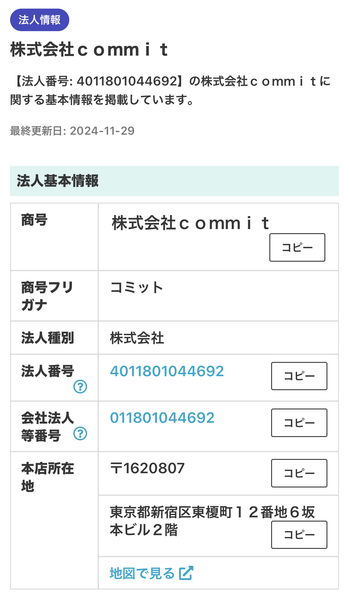 株式会社commitの法人情報